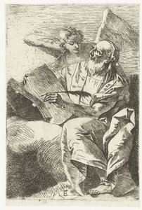 Evangelist Matteus met engel Vier Evangelisten
