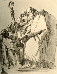 Een bisschop, twee andere priesters en een diaken met het ritueel, ca. 1740s, 1928