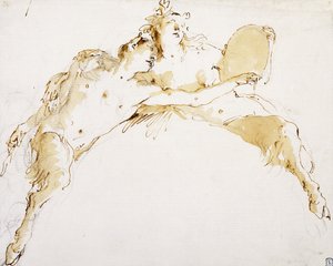 Een Faun, zijn Linkerarm Uitgestrekt, en een Fauness die een Tamboerijn vasthoudt