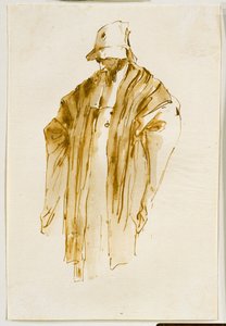 Bärtiger Mann, der nach links unten schaut door Giovanni Battista Tiepolo