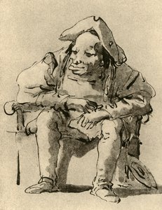 Karikatuur van een zittende man, midden 18e eeuw