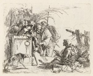 De dood geeft audiëntie, uit Vari capricci door Giovanni Battista Tiepolo