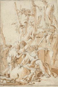 Democritus en Heraclitus lachen en treuren om de dwaasheden van de wereld door Giovanni Battista Tiepolo