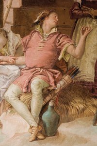Detail van Medoro van Angelica en Medoro nemen afscheid van de Boeren, van de Kamer van Orlando Furioso in de Palazzina, 1757
