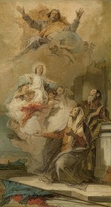 De onbevlekte ontvangenis (Joachim en Anna ontvangen Maria van God) door Giovanni Battista Tiepolo