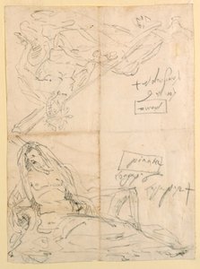 Tekening, Twee schetsen van riviergoden, ca. 1750 door Giovanni Battista Tiepolo
