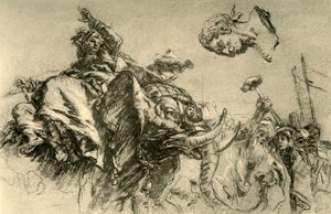 Oosterse vrouw op een olifant. Een buste van een Romeinse keizer, 1752-1753, 1928 door Giovanni Battista Tiepolo