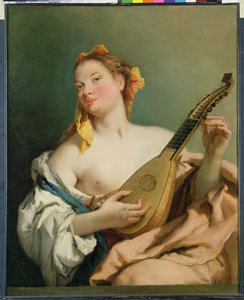 Meisje met een mandoline, 1755-60 door Giovanni Battista Tiepolo