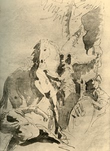 Groep soldaten met een paard, midden 18e eeuw, 1928