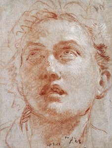 Hoofd van een man die omhoog kijkt door Giovanni Battista Tiepolo