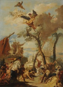 De Hebreeën verzamelen manna in de woestijn (schets) door Giovanni Battista Tiepolo