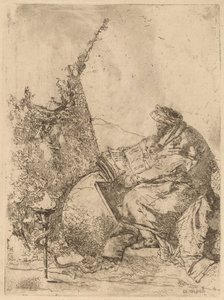 Filosoof Zittend, met Globe, Boek en Kompas door Giovanni Battista Tiepolo
