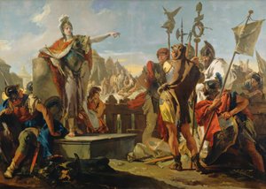 Koningin Zenobia spreekt haar soldaten toe door Giovanni Battista Tiepolo