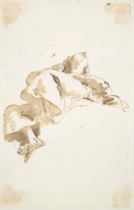 Liggende vrouwelijke figuur gezien van onderaf door Giovanni Battista Tiepolo