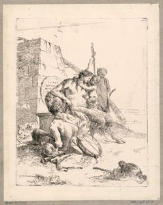 Satyrfamilie met een obelisk, plaat 11 uit de Scherzi di Fantasia