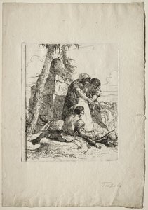 Scherzi di Fantasia: Tovenaar Wijst een Brandend Hoofd aan Twee Jongeren, 1750s