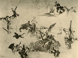 Schets voor een plafondschildering, midden 18e eeuw door Giovanni Battista Tiepolo