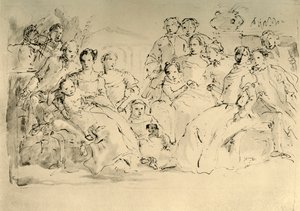 Schets voor een groepsportret, midden 18e eeuw door Giovanni Battista Tiepolo