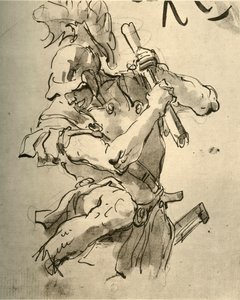 Soldaat heft zijn arm om te slaan door Giovanni Battista Tiepolo