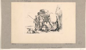 Soldaat met paard en knecht, uit de Vari Capricci door Giovanni Battista Tiepolo