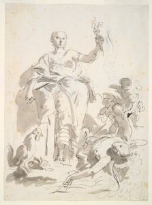 Studie voor de fresco Industrie Triomfeert over Luiheid, bij de Villa Lochi al Biron door Giovanni Battista Tiepolo