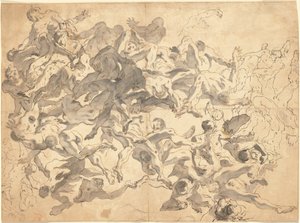 De val van de opstandige engelen door Giovanni Battista Tiepolo