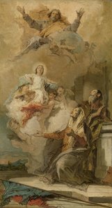 De onbevlekte ontvangenis (Joachim en Anna ontvangen de Maagd Maria van God de Vader) door Giovanni Battista Tiepolo
