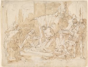 Het offer van Iphigenia (recto) / Studie van een mannelijk naakt (verso)