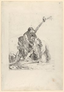 Drie mannen naast een paard, uit de Scherzi, ca. 1740 door Giovanni Battista Tiepolo