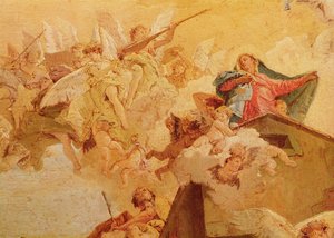 Vertaling van het Heilige Huis van Nazareth naar Loreto (detail) door Giovanni Battista Tiepolo