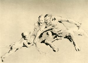 Twee faunen en een Cupido, midden 18e eeuw, 1928 door Giovanni Battista Tiepolo