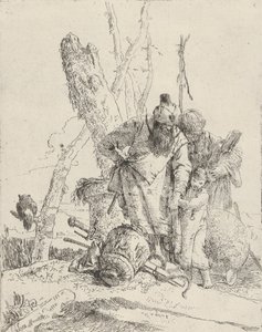 Twee astrologen en een jongen, uit de Scherzi door Giovanni Battista Tiepolo