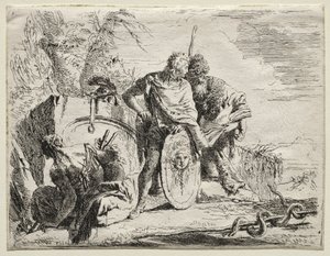 Diverse Caprices: De astroloog en de jonge soldaat door Giovanni Battista Tiepolo