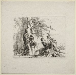 Verschillende Caprices: De Vrouw Staande met Handen op een Vaas, 1785 door Giovanni Battista Tiepolo
