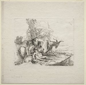 Verschillende Caprices: De vrouw met tamboerijn door Giovanni Battista Tiepolo