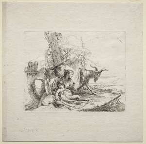 Verschillende Caprices: De vrouw met de tamboerijn, 1785 door Giovanni Battista Tiepolo