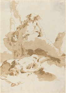 Venus en Cupido Ontdekken het Lichaam van Adonis door Giovanni Battista Tiepolo