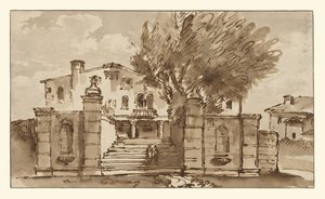 Uitzicht op een villa door Giovanni Battista Tiepolo
