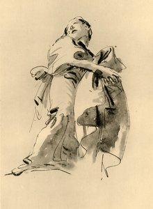 Vrouw buigt naar rechts maar kijkt omhoog door Giovanni Battista Tiepolo