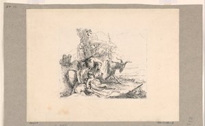 Vrouw met een Satyr-kind, uit de Vari Capricci door Giovanni Battista Tiepolo