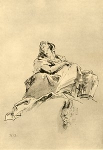 Jonge vrouw zittend, met een kruik naast haar, midden 18e eeuw door Giovanni Battista Tiepolo