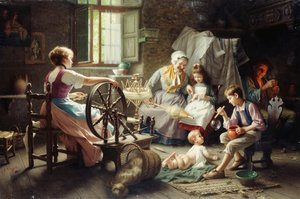 Aan het Spinnewiel door Giovanni Battista Torriglia