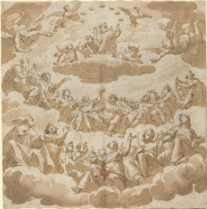 God op de Troon Omringd door Heiligen
