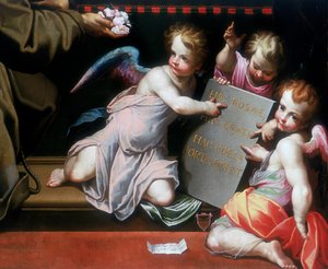 Rechteronder detail van de Toekenning van de Aflaat van de Porziuncola