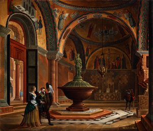 Het interieur van het Baptisterium van San Marco in Venetië door Giovanni Battista de Pian