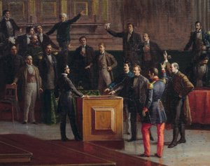 Tijdelijke regering van Venetië kiest voor verzet tot het bittere einde (1849), schilderij door Giovanni Battista Della Libera door Giovanni Battista della Libera