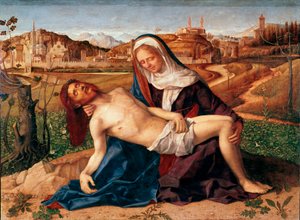 Christus gestorven in de armen van de Maagd Pieta door Giovanni Bellini