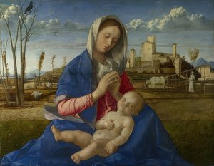 Madonna van de Weide. Rond 1500 door Giovanni Bellini