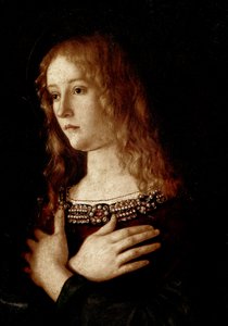 Maagd en kind met Sint-Catharina van Alexandrië en Sint-Maria Magdalena door Giovanni Bellini