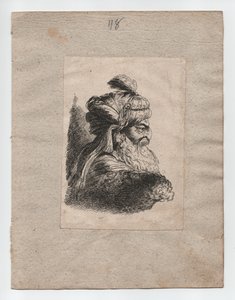 Turks hoofd met tulband, ca. 1760 (gravure) door Giovanni Benedetto (1609 64) (after) Castiglione